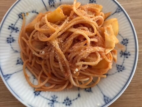 破竹とじゃがいものケチャップパスタ